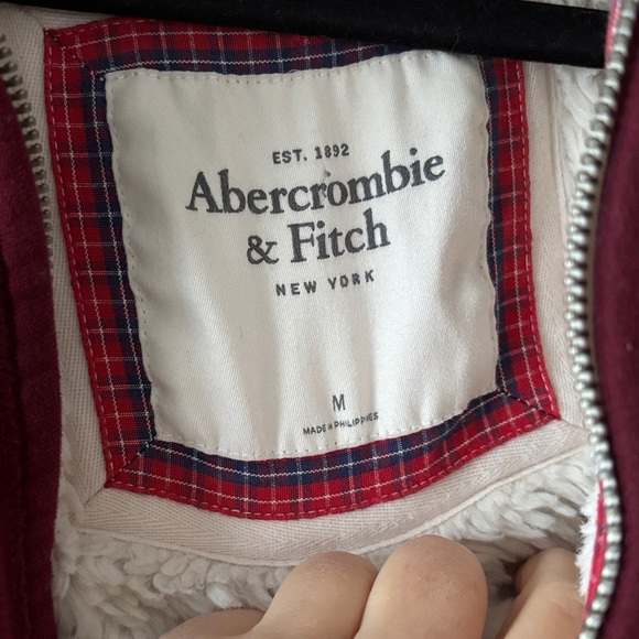 Abercrombie & Fitch Vintage Sherpa Lined Full Zip Hoodie M - Picture 6 of 13